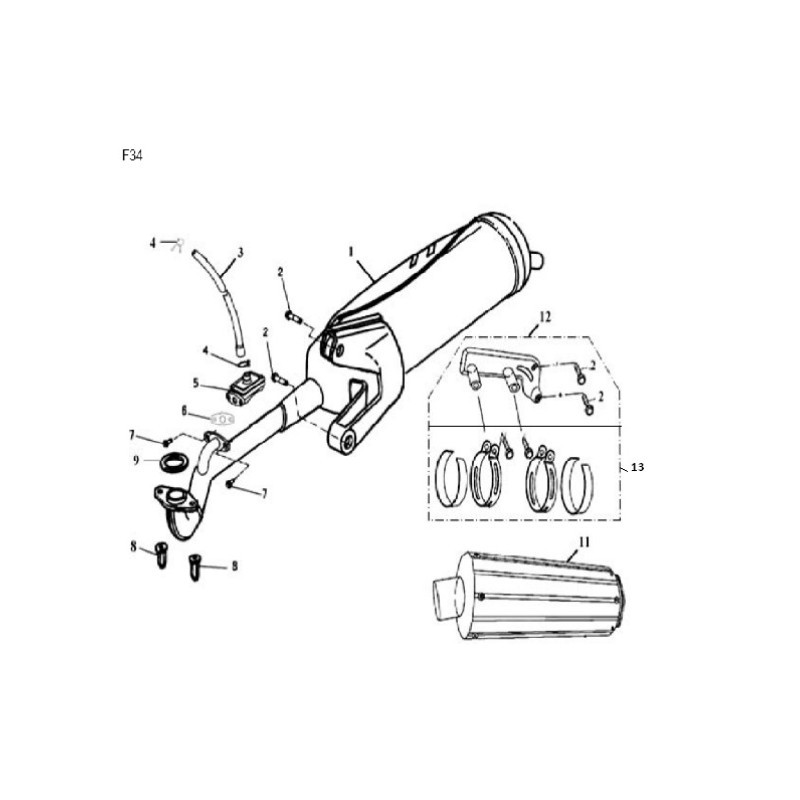 Pot échappement pour YY50QT-15 - Pièce n°1