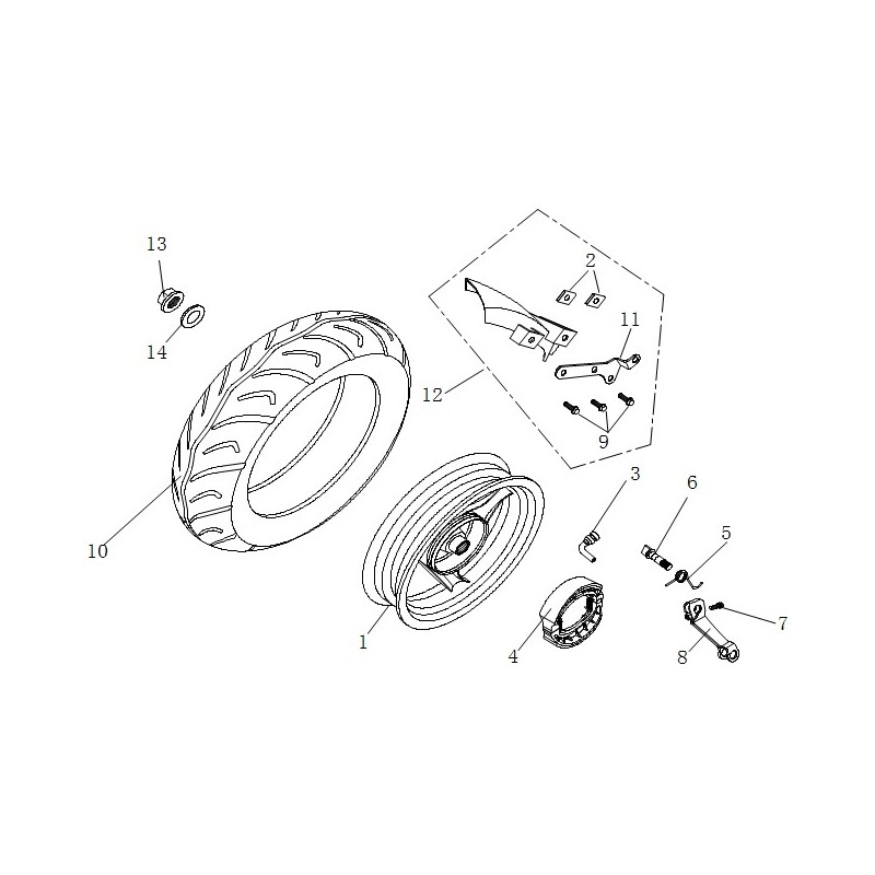Pneu arrière spécial pluie pour DIGITA avec roues de 10 pouces  pièce n°10 Marque KENDA modèle K701