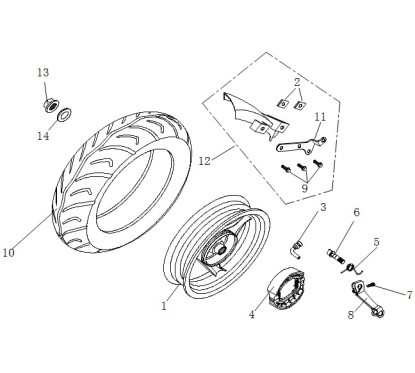Pneu arrière pour LJ50QT-3L pièce n°10