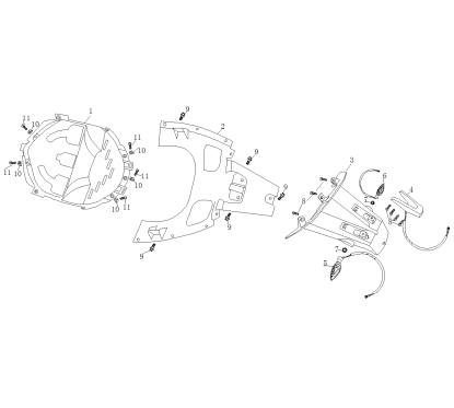 Clignotant arrière droit pour A9 ou B MAX 50 - pièce n°6