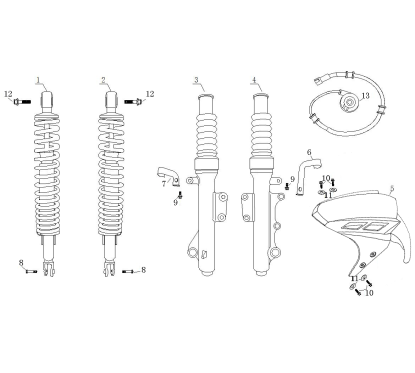 Amortisseur avant droit pour A9 ou B MAX 50 - pièce n°4