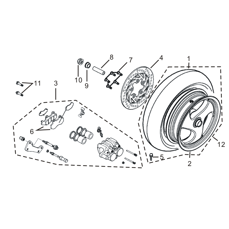 Roue arrière complète pour Blade 125CC - Pièce n°12