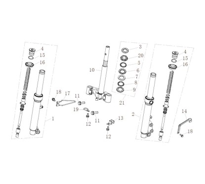 Jeu de 2 boulons pour T de fourche pour LJ50QT-3L ou LJ50QT-7L