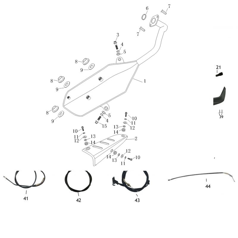 Pot d'échappement pour scooter Knight 125cc pièce no 1