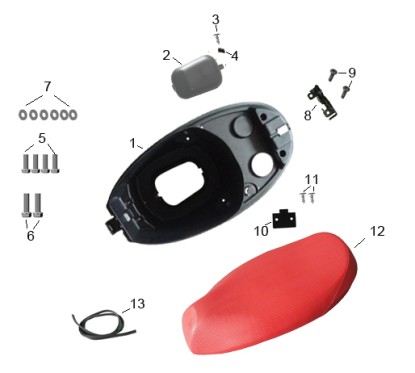 Trappe coffre de selle pour TS 125, pièce n°2