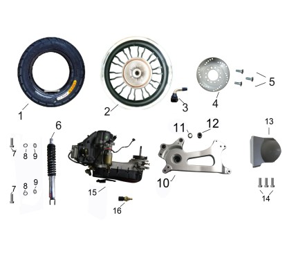 Disque arrière pour TS 125, pièce n°4