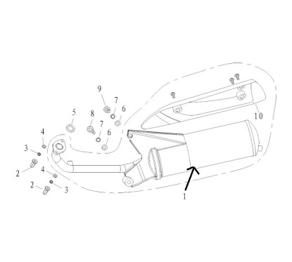 Pot d'échappement seul pour DIGITA norme EURO 5 avec catalyseur pièce n°1