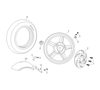 Spport garde boue arrière pour scooter A9 BMAX 50 pièce no 11