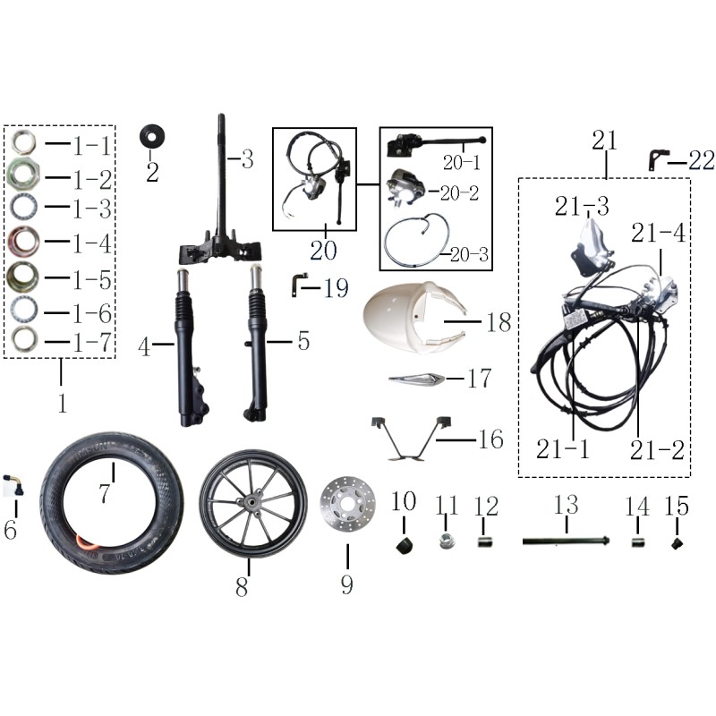 Levier frein avant sans maitre cylindre pour E-VENICE pièce no 20-1