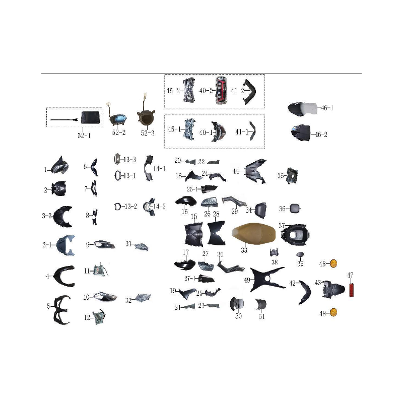 Côté gauche pour scooter MAX-T 50 ou 125cc version 2024 pièce n°17