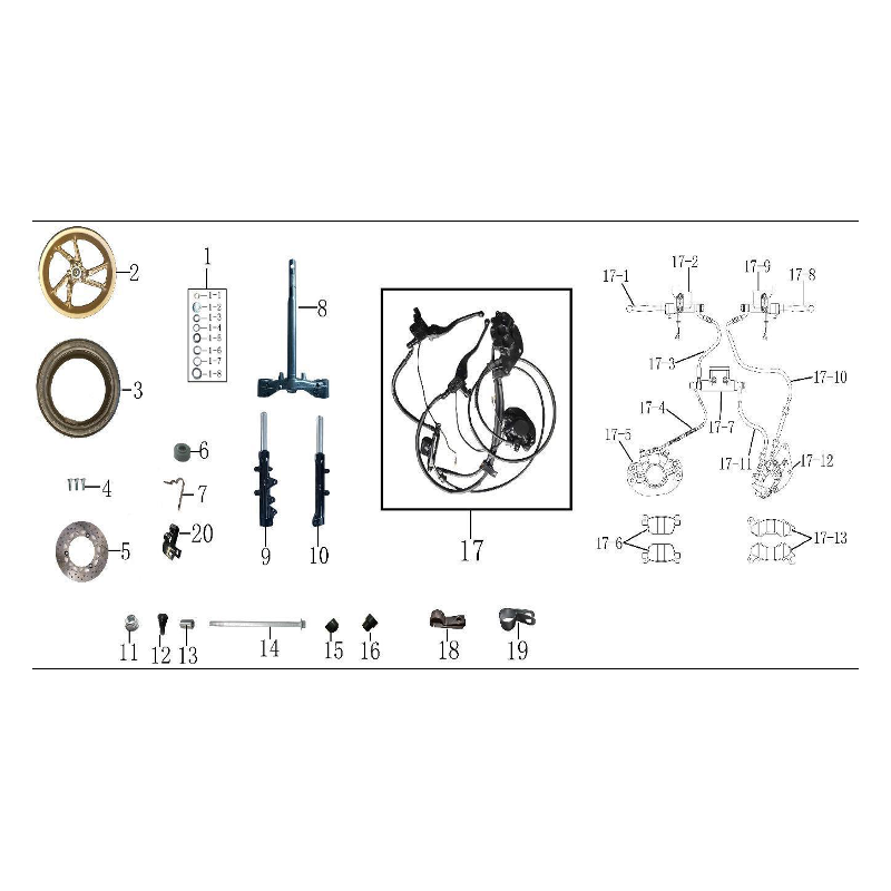 Kit direction pour scooter JORDON MAXT 50 ou 125cc Pièce no 1 pour scooter MAX-T 125cc pièce n°1