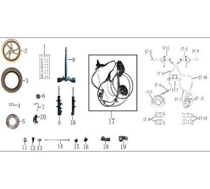 Plaquettes de frein avant pour scooter MAX-T 125cc pièce n°17-13 type 1