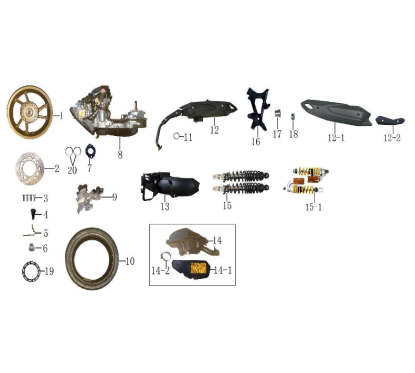 Roue arrière en aluminium pour scooter MAX-T 125cc pièce n°1