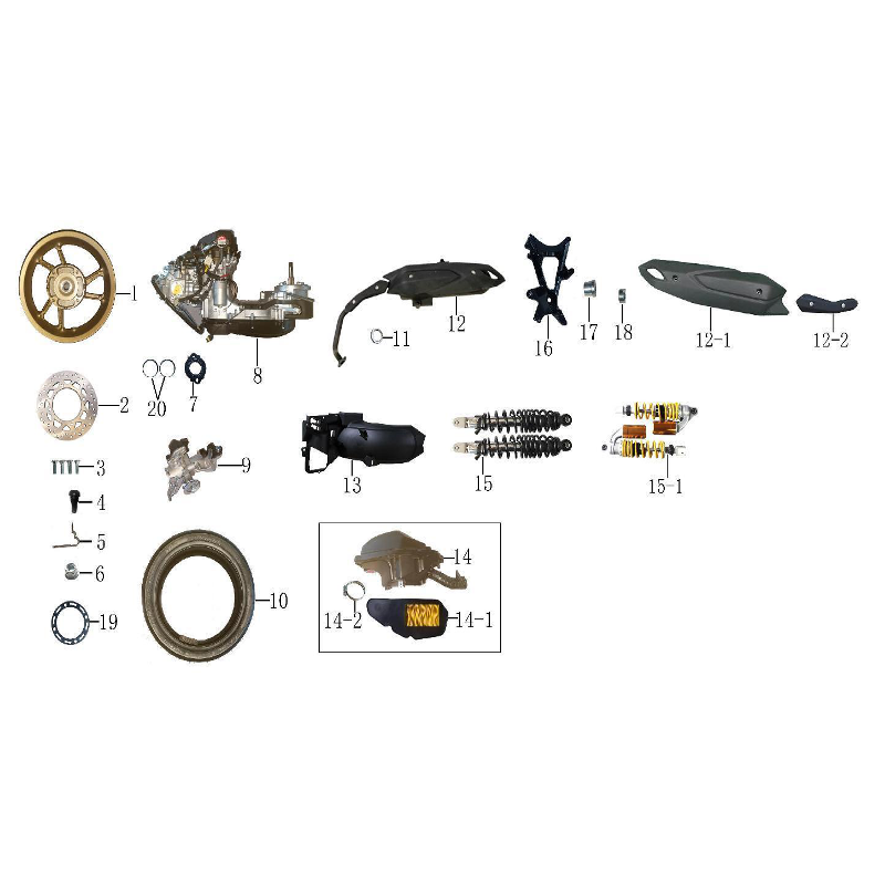 Amortisseur arrière (vendu à l'unité)  pour scooter MAX-T 125cc pièce n°15