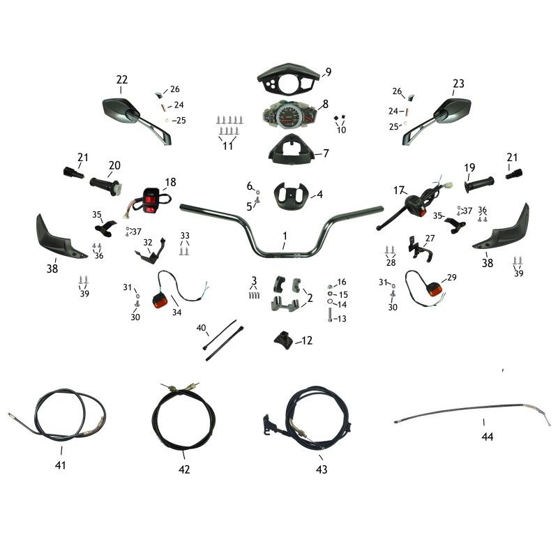 Piece de liaison comodo gauche pour scooter BWS-1 pièce no 35 