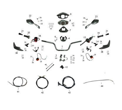Piece de liaison comodo gauche pour scooter BWS-1 pièce no 35 