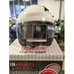 Casque jet blanc avec double visière (visière fumée et visière claire)