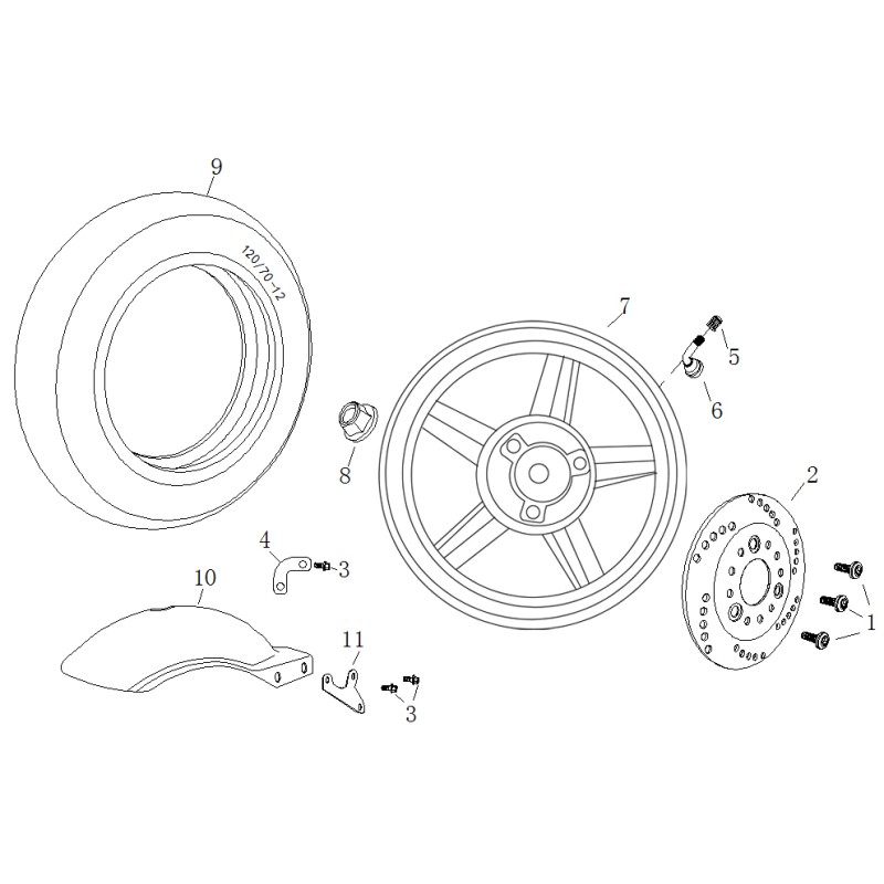 Jante arrière pour A9 ou B MAX 125CC - pièce n°7