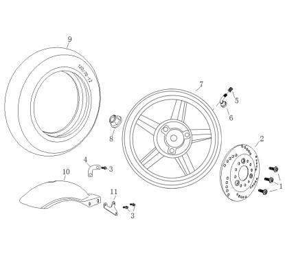 Jante arrière pour A9 ou B MAX 50 et 125- pièce n°7