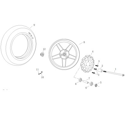 Axe de roue avant pour A9 ou B MAX 50 - pièce n°1