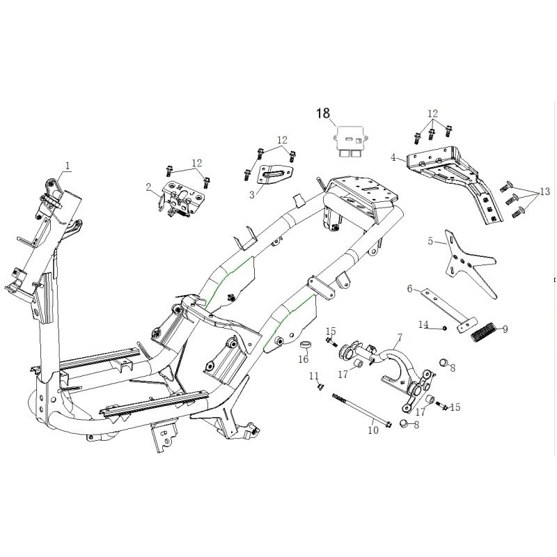 Support arrière pour scooter JORDON BMAX 50 ou 125 pièce no 4